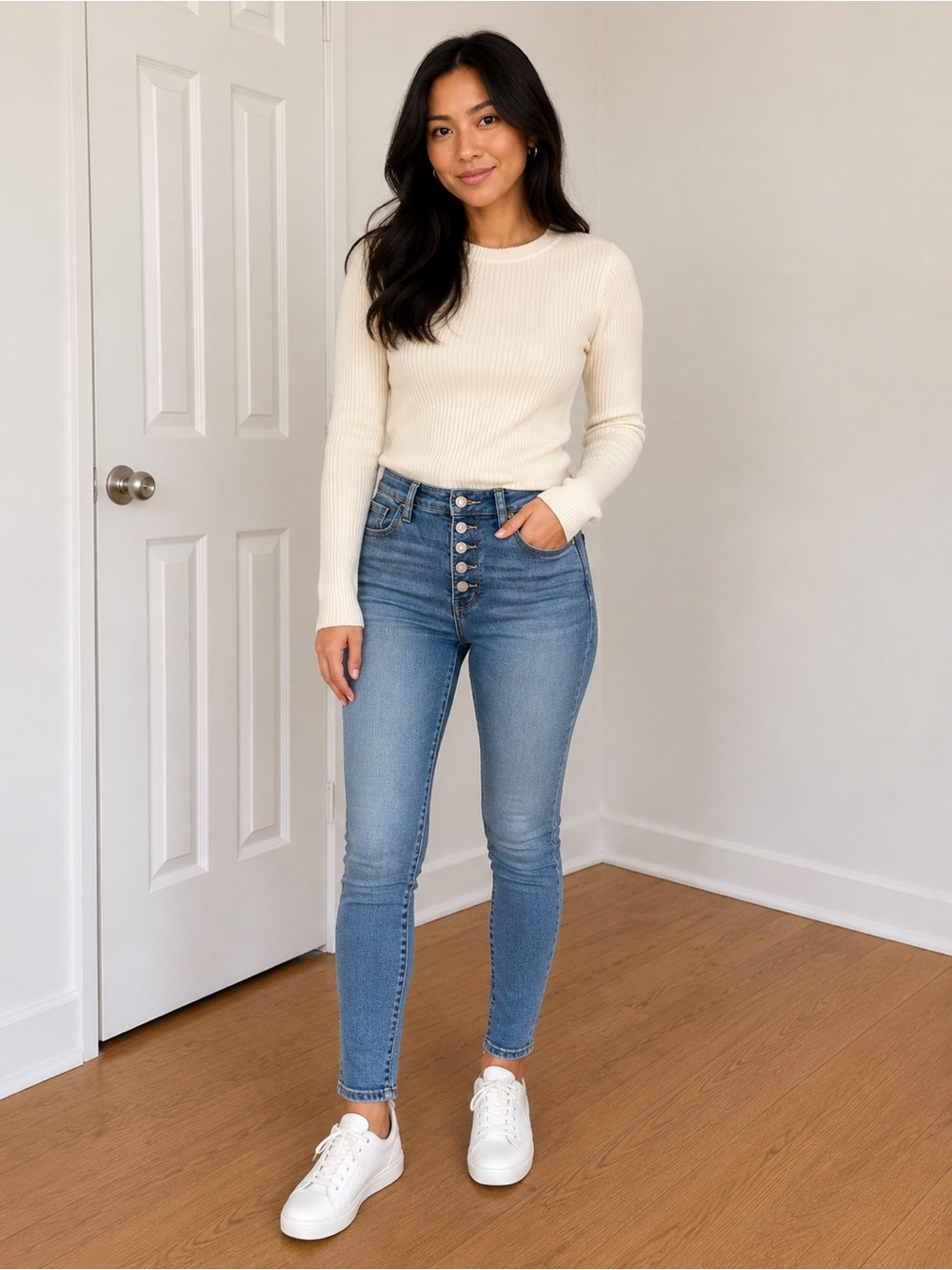 American Eagle Blue High-Rise Button-Fly Jeans